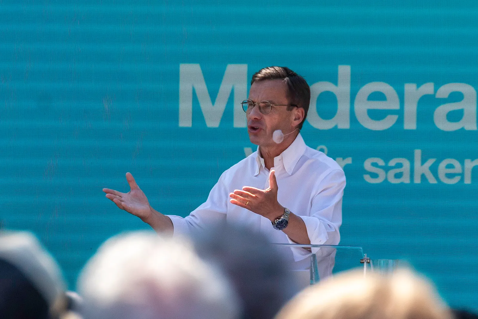 Ulf Kristersson talar under Almedalsveckan 2024