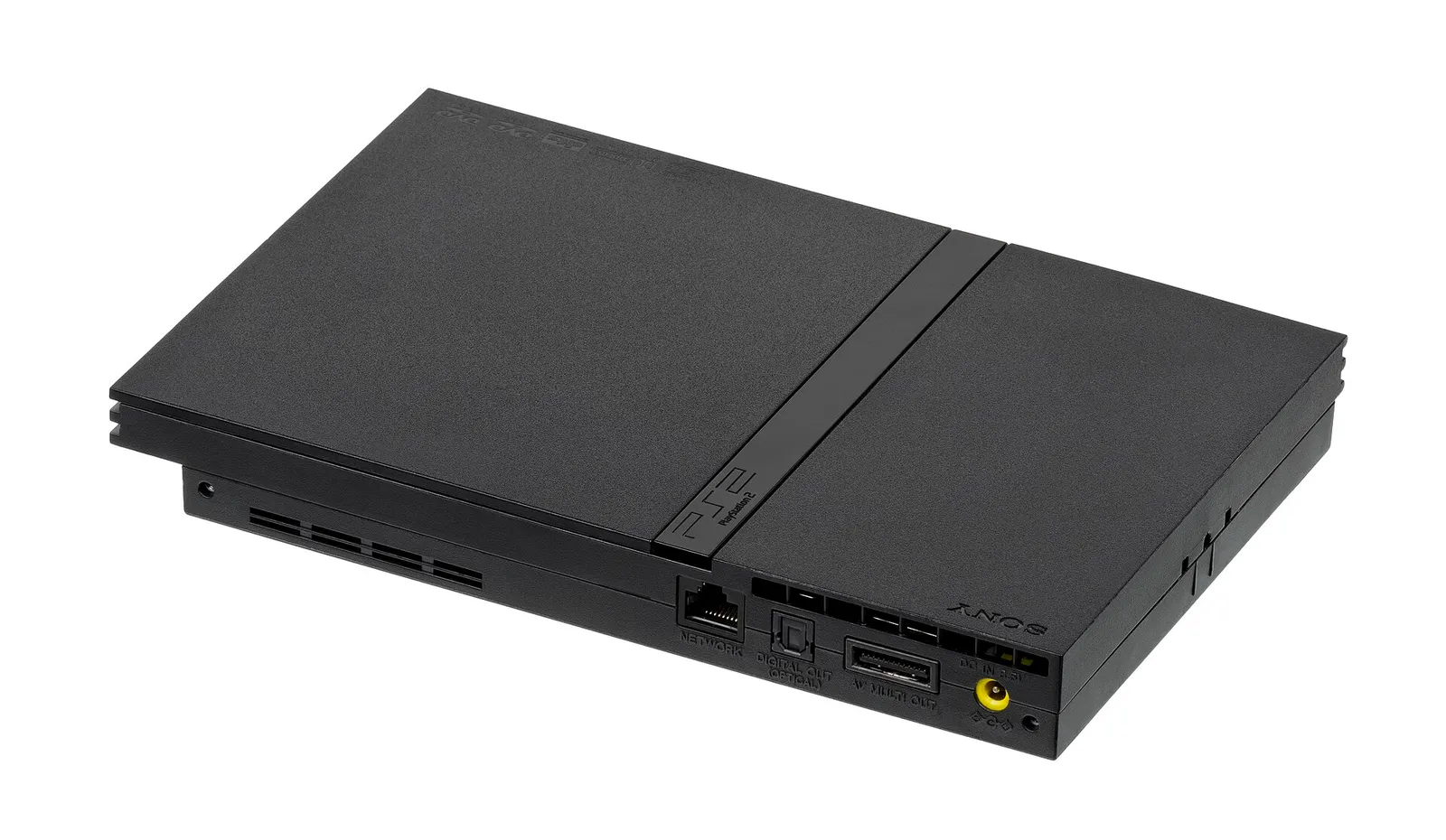 En Playstation 2 med handkontroll