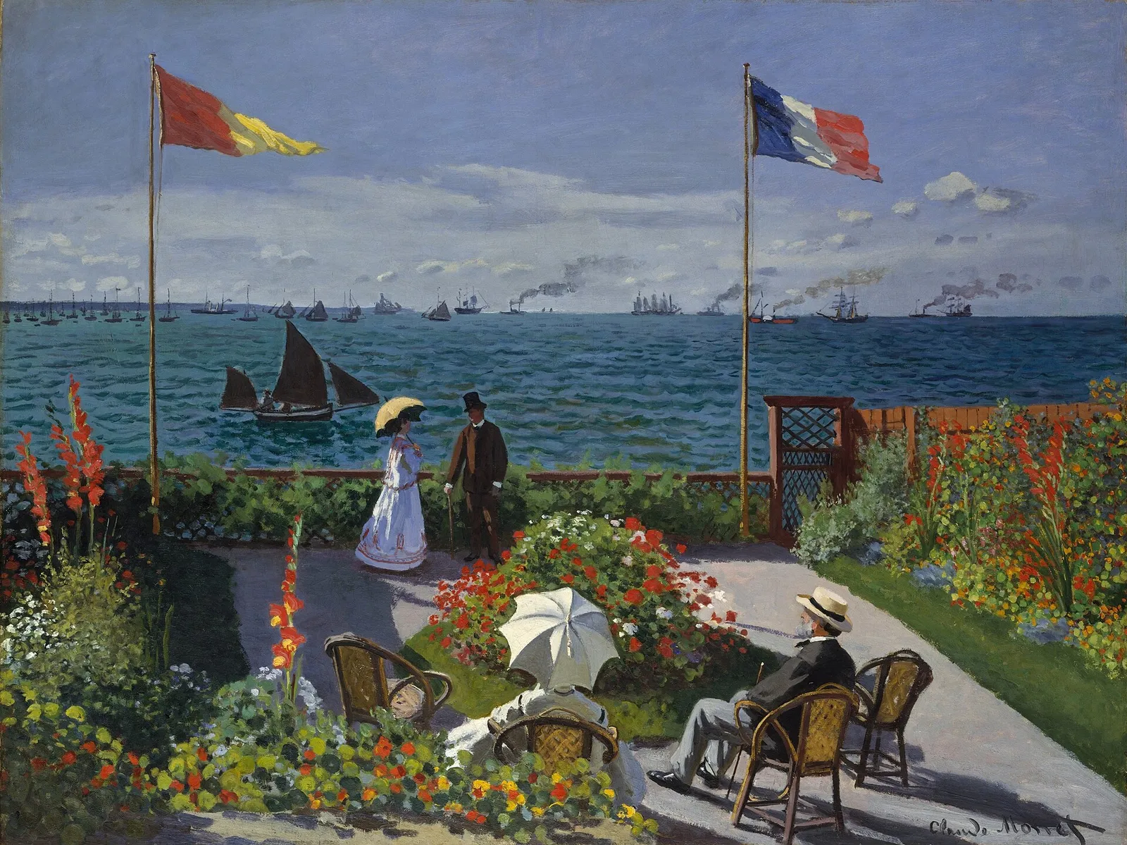 Claude Monets målning Jardin à Sainte-Adresse
