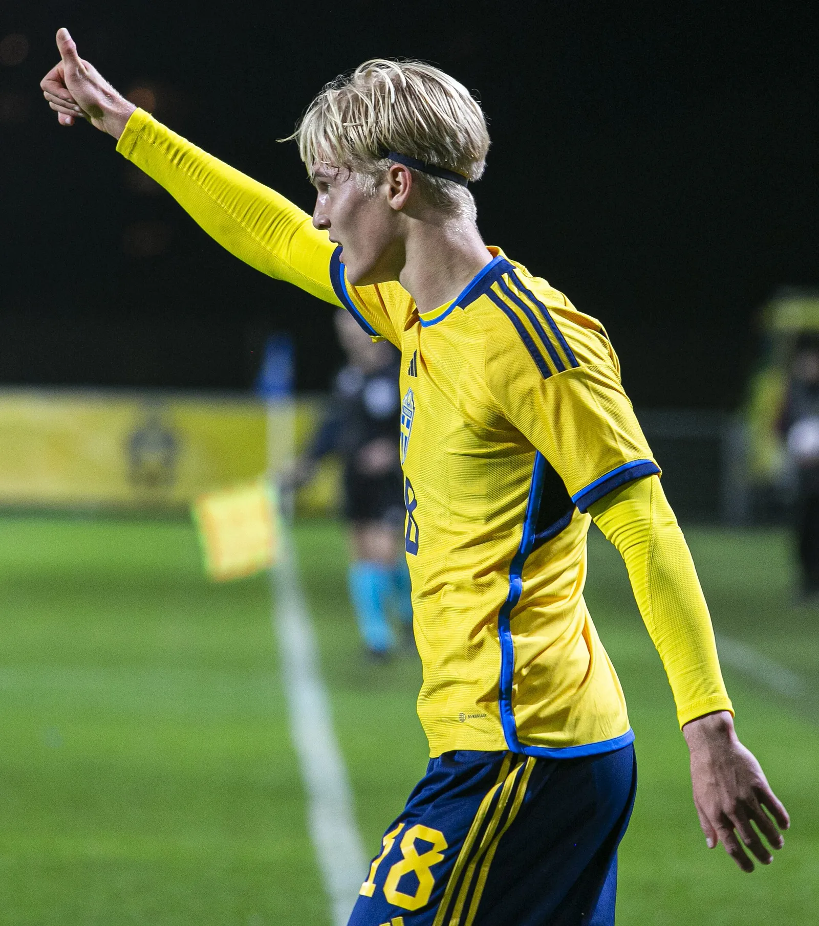 Lucas Bergvall i Sveriges landslagströja