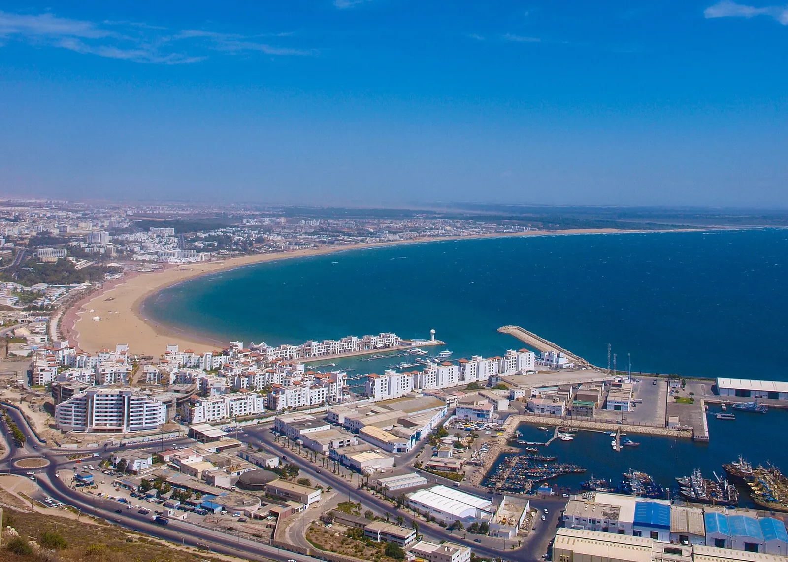 Vy över Agadir i Marocko, arkivbild