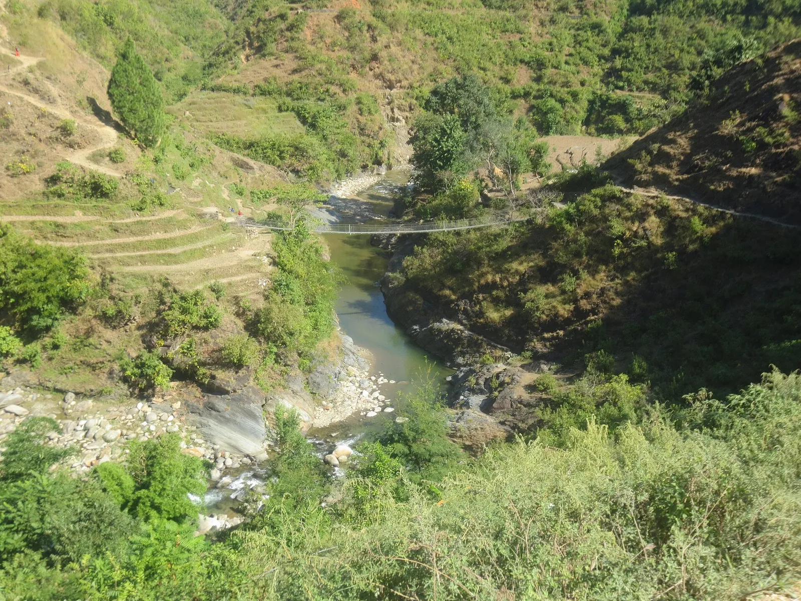 Arkivbild: bergslandskap i Nepal