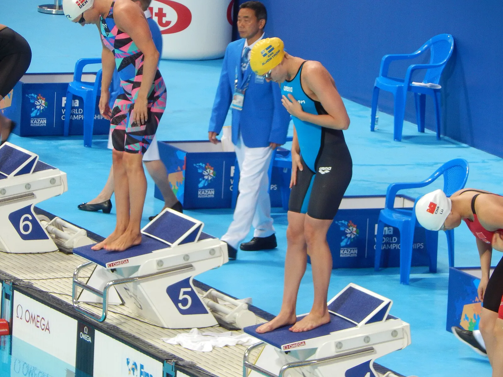 Sarah Sjöström inför en fjärilsfinal i VM i Kazan 2015