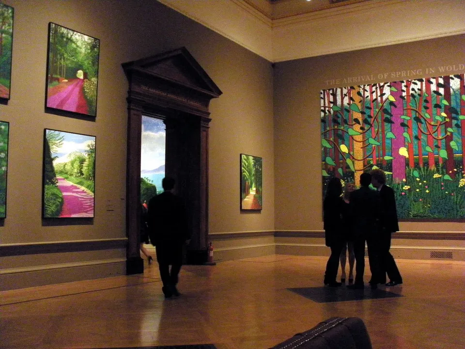 Verk av David Hockney på en utställning på Royal Academy i London