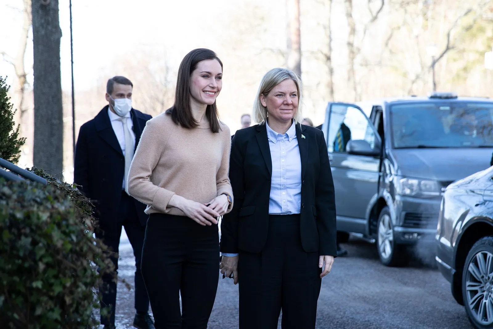 Magdalena Andersson tillsammans med Finlands dåvarande statsminister Sanna Marin i Helsingfors 2022