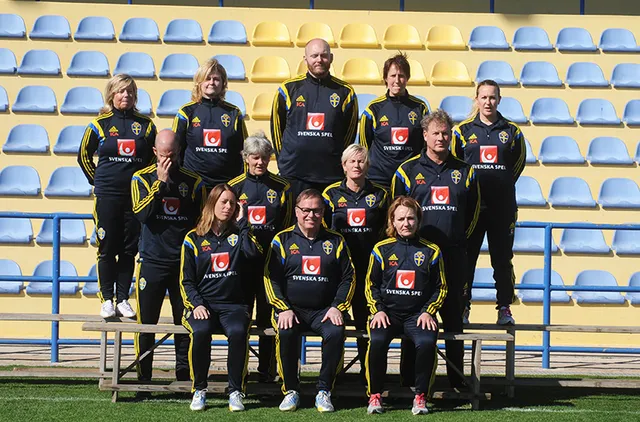 Spelare i det svenska landslaget i fotboll under en match
