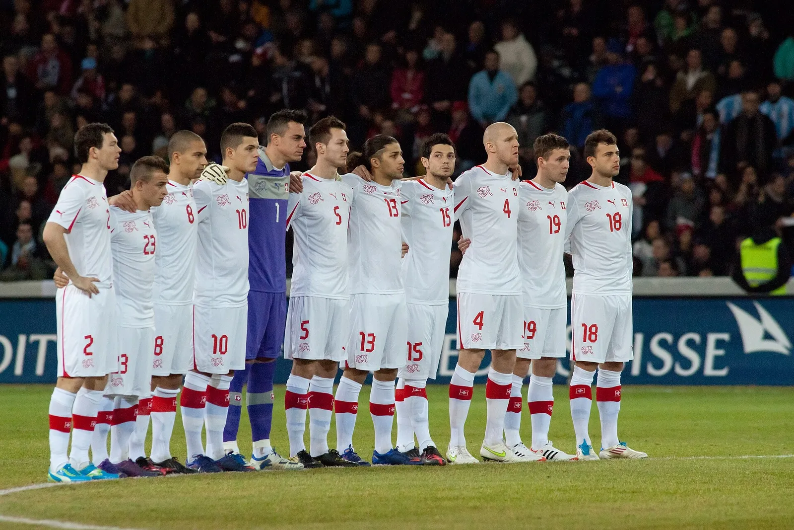 Schweiz fotbollslandslag uppställt före en match