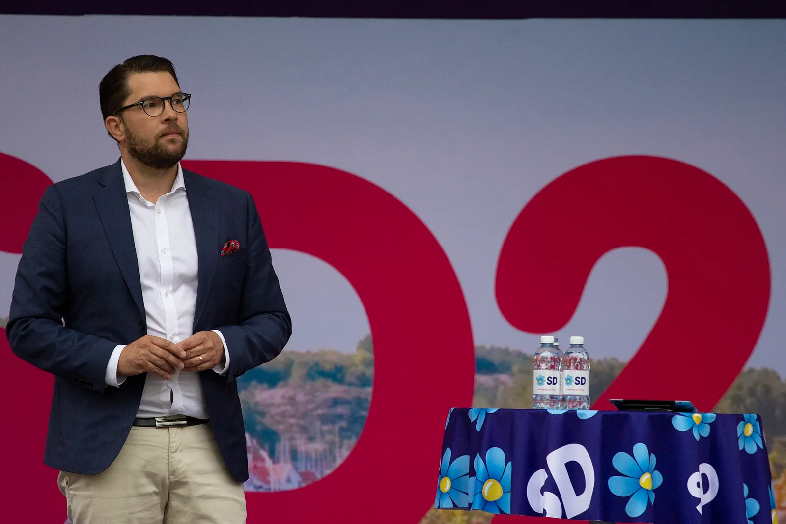 Jimmie Åkesson i Almedalen 2018. Arkivbild.